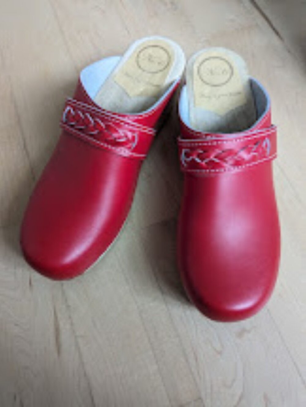 No. 6 Bridget Clog on Mid Wedge in Red - Picture 6 of 6